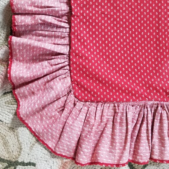 Vintage Cow Pillow Cover Ruffled Red Calico Cotton Holstein - Picture 9 of 11